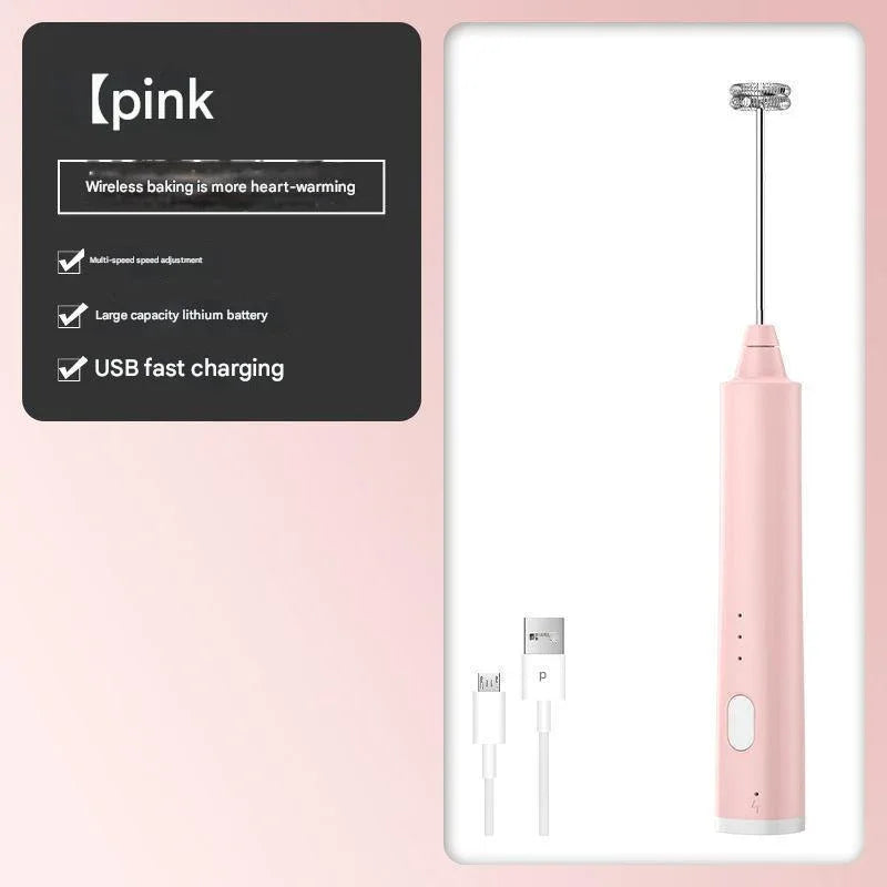Pink Cordless Drink Mixer & Frother Wand - USB Powered(Spring bubbler head) - Mekamart Australia
