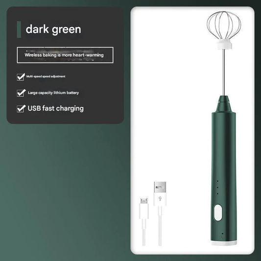 Green Cordless Egg Beater & Cream Whipper - USB Powered Hand Mixer(Balloon Head) - Mekamart Australia