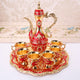 Elegant Gold Metal Serving Set - Decanter, 6 Cups, Tray (Golden Red) - Mekamart Australia