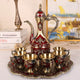 Elegant Gold Metal Serving Set - Decanter, 6 Cups, Tray (Copper+Red) - Mekamart Australia