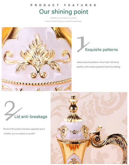 Elegant Gold Metal Serving Set - Decanter, 6 Cups, Tray (Copper+Red) - Mekamart Australia