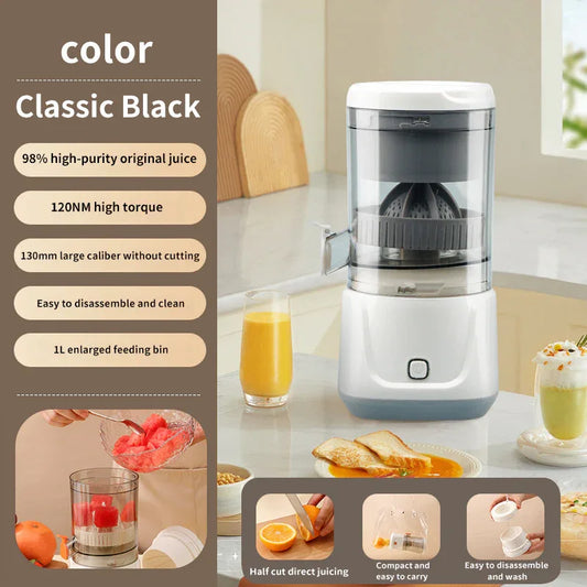 Gray Electric Citrus Juicer Press - Portable, Large Caliber, One-Click Operation(3.7v 1500 mAh battery) - Mekamart Australia