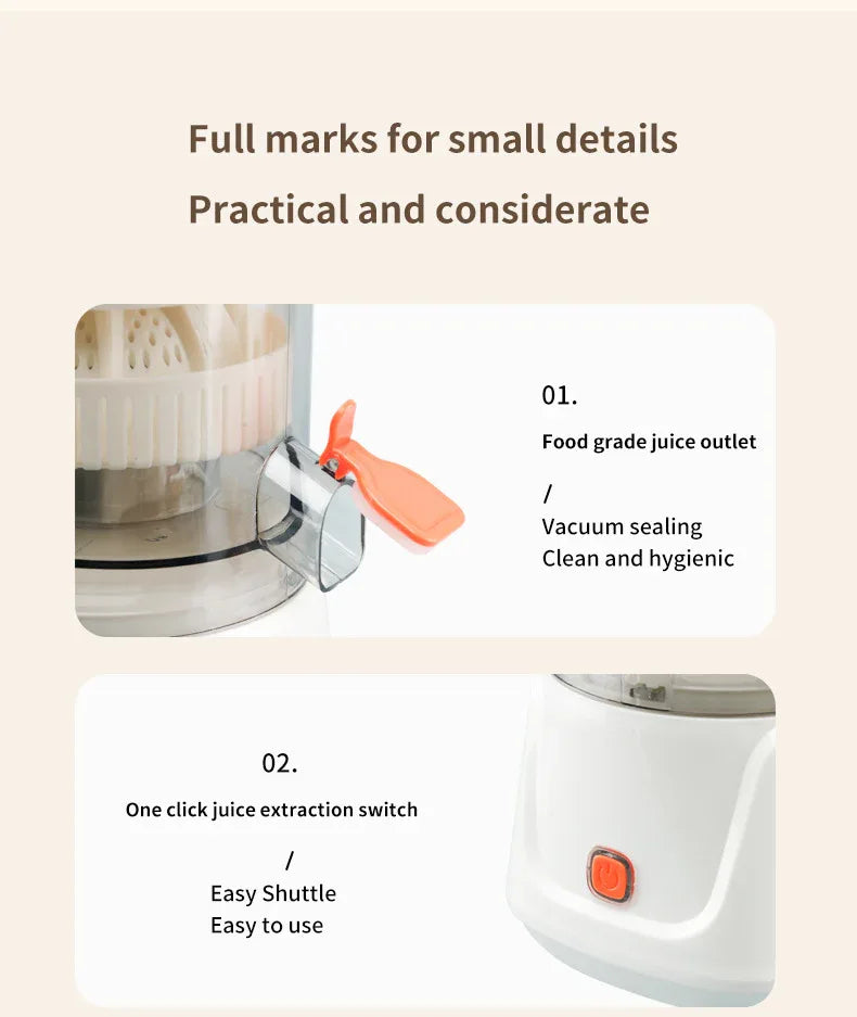 White Electric Citrus Juicer Press - Portable, Large Caliber, One-Click Operation(7.4v1600mAh battery) - Mekamart Australia