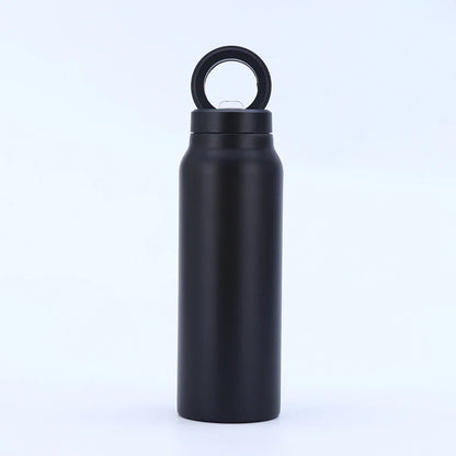 Stainless Steel Insulated Water Bottle with Integrated Magnetic Phone Stand - Black (24oz) - Mekamart Australia