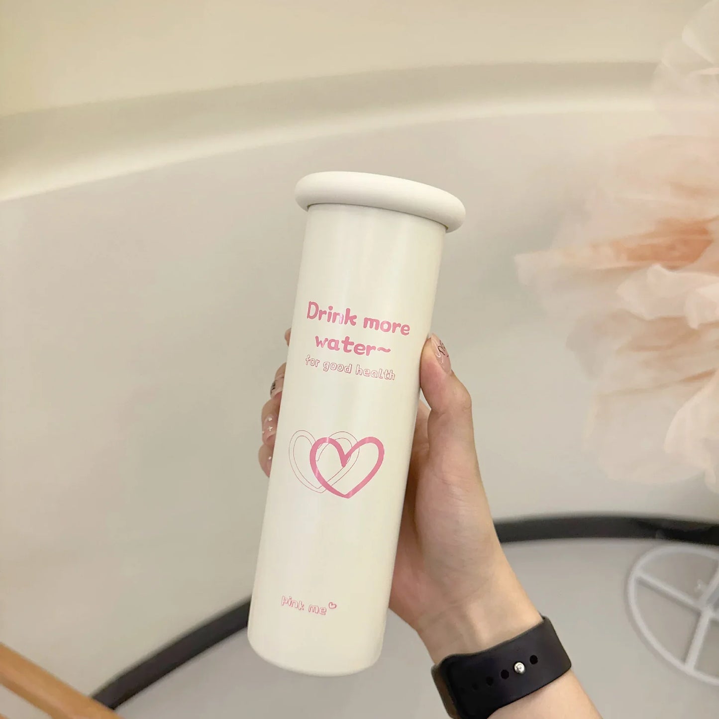 Mini Insulated Coffee Cup - 316 Stainless Steel, Portable & Stylish - Pink love (300ml) - Mekamart Australia