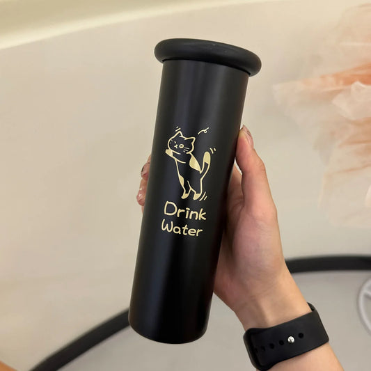 Mini Insulated Coffee Cup - 316 Stainless Steel, Portable & Stylish - Black Kitten (300ml) - Mekamart Australia