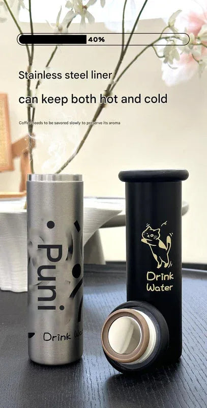 Mini Insulated Coffee Cup - 316 Stainless Steel, Portable & Stylish - Silver drink (300ml) - Mekamart Australia