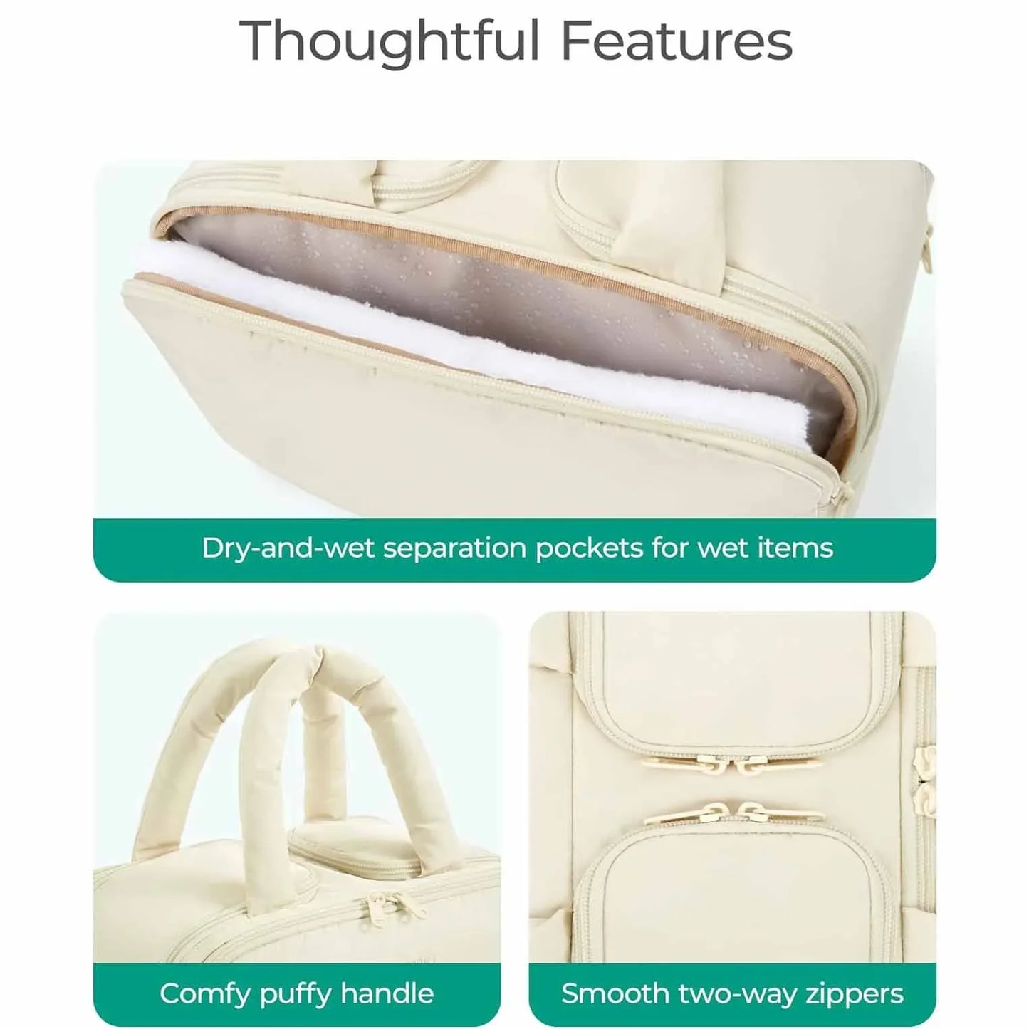 Peach Puffy Travel Wash Bag with Wide-Mouth Access and Wet-Dry Pockets - Mekamart Australia