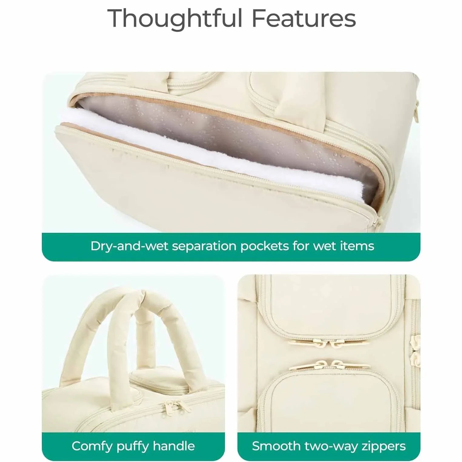 Peach Puffy Travel Wash Bag with Wide-Mouth Access and Wet-Dry Pockets - Mekamart Australia