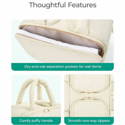 Peach Puffy Travel Wash Bag with Wide-Mouth Access and Wet-Dry Pockets - Mekamart Australia