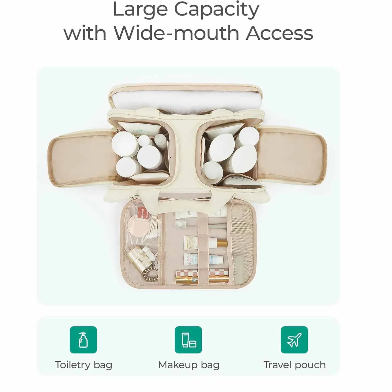 Peach Puffy Travel Wash Bag with Wide-Mouth Access and Wet-Dry Pockets - Mekamart Australia