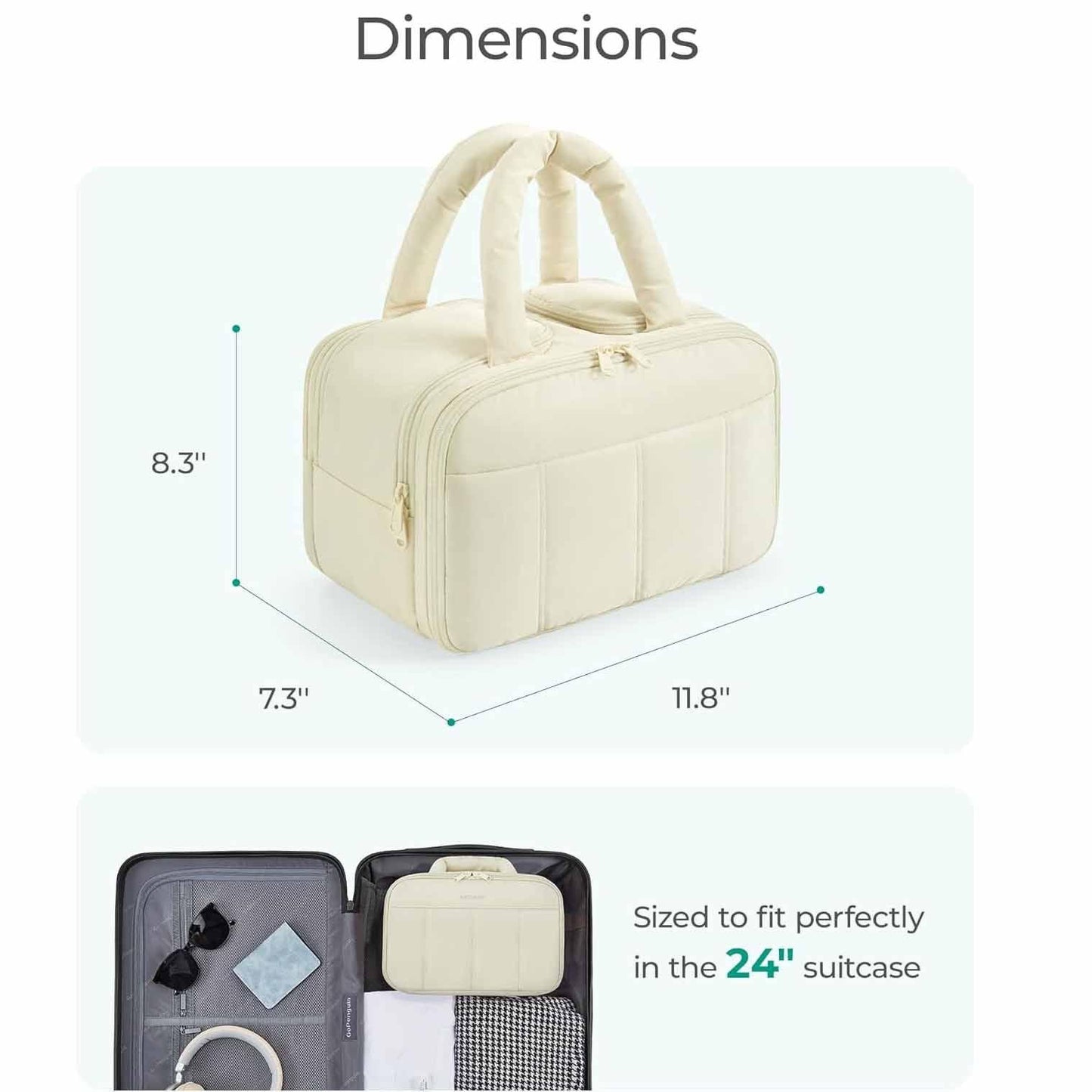 Peach Puffy Travel Wash Bag with Wide-Mouth Access and Wet-Dry Pockets - Mekamart Australia