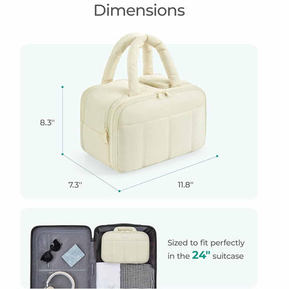 Peach Puffy Travel Wash Bag with Wide-Mouth Access and Wet-Dry Pockets - Mekamart Australia