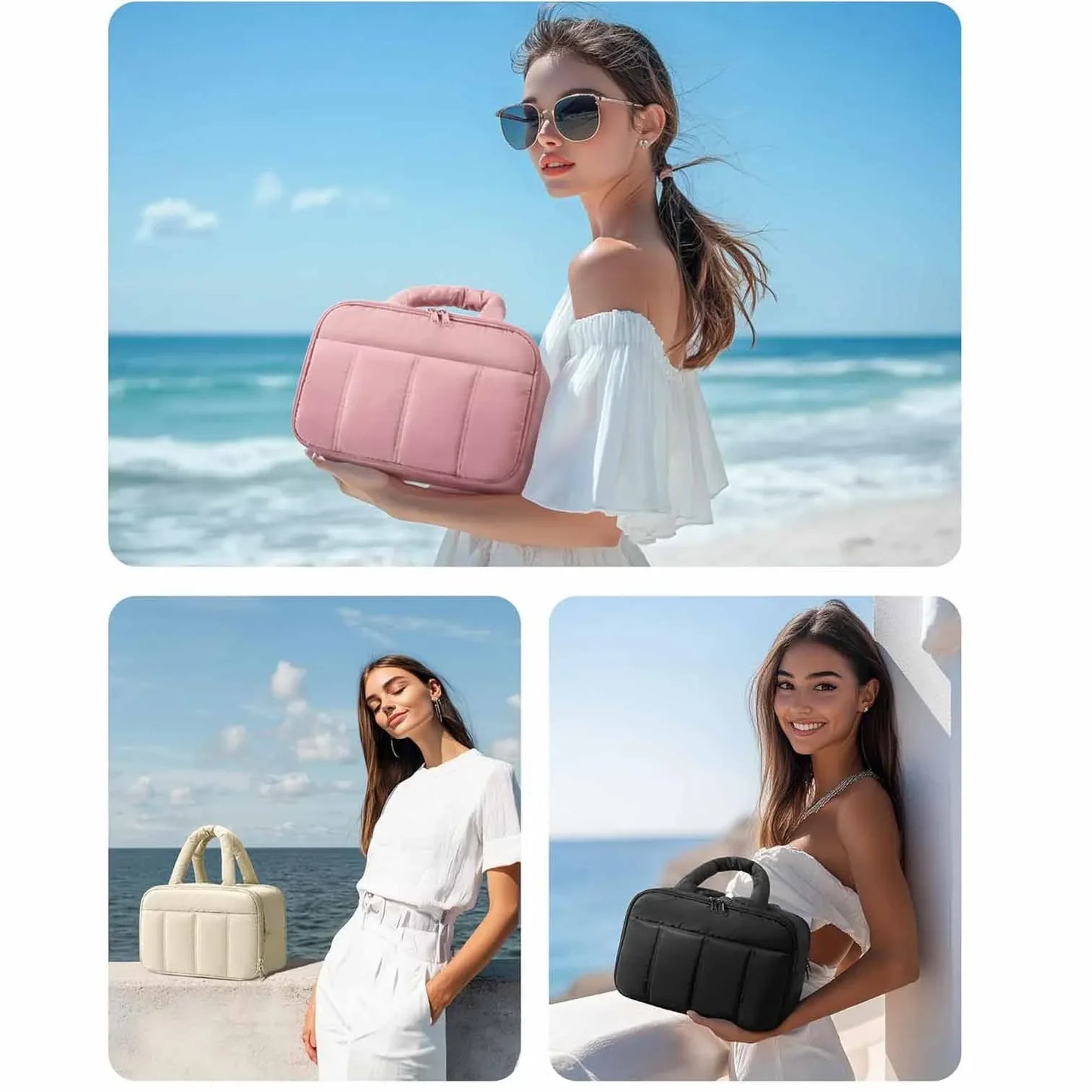 Peach Puffy Travel Wash Bag with Wide-Mouth Access and Wet-Dry Pockets - Mekamart Australia