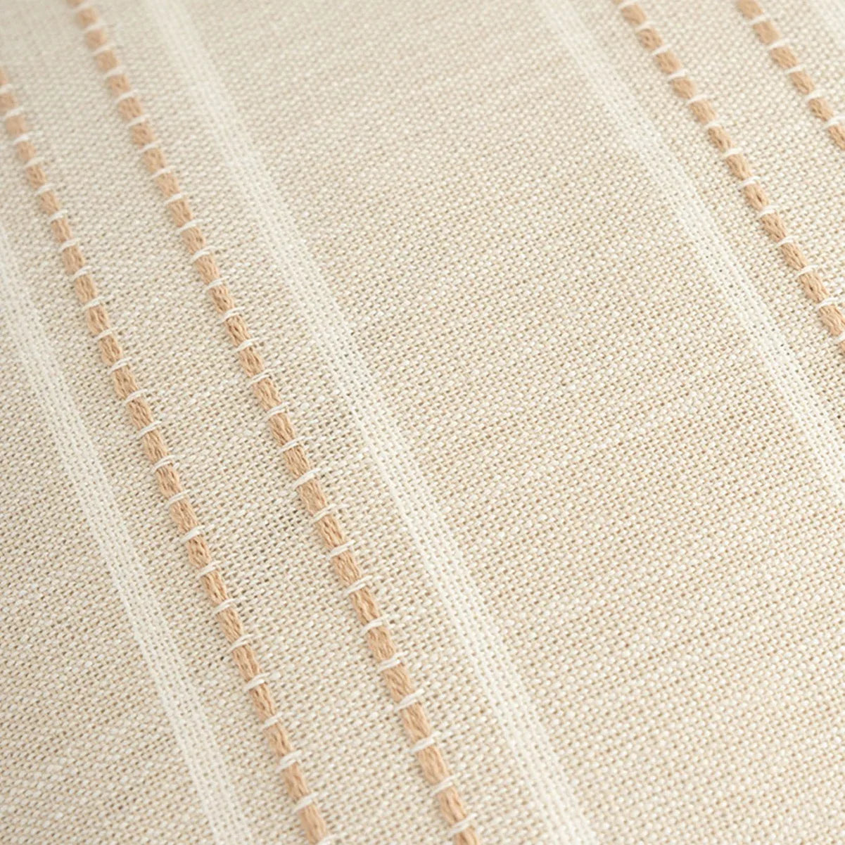 Textured Vertical Striped Pillowcases - Scandinavian Home Decor Accents (Beige Stripes Pair - 45x45cm) - Mekamart Australia