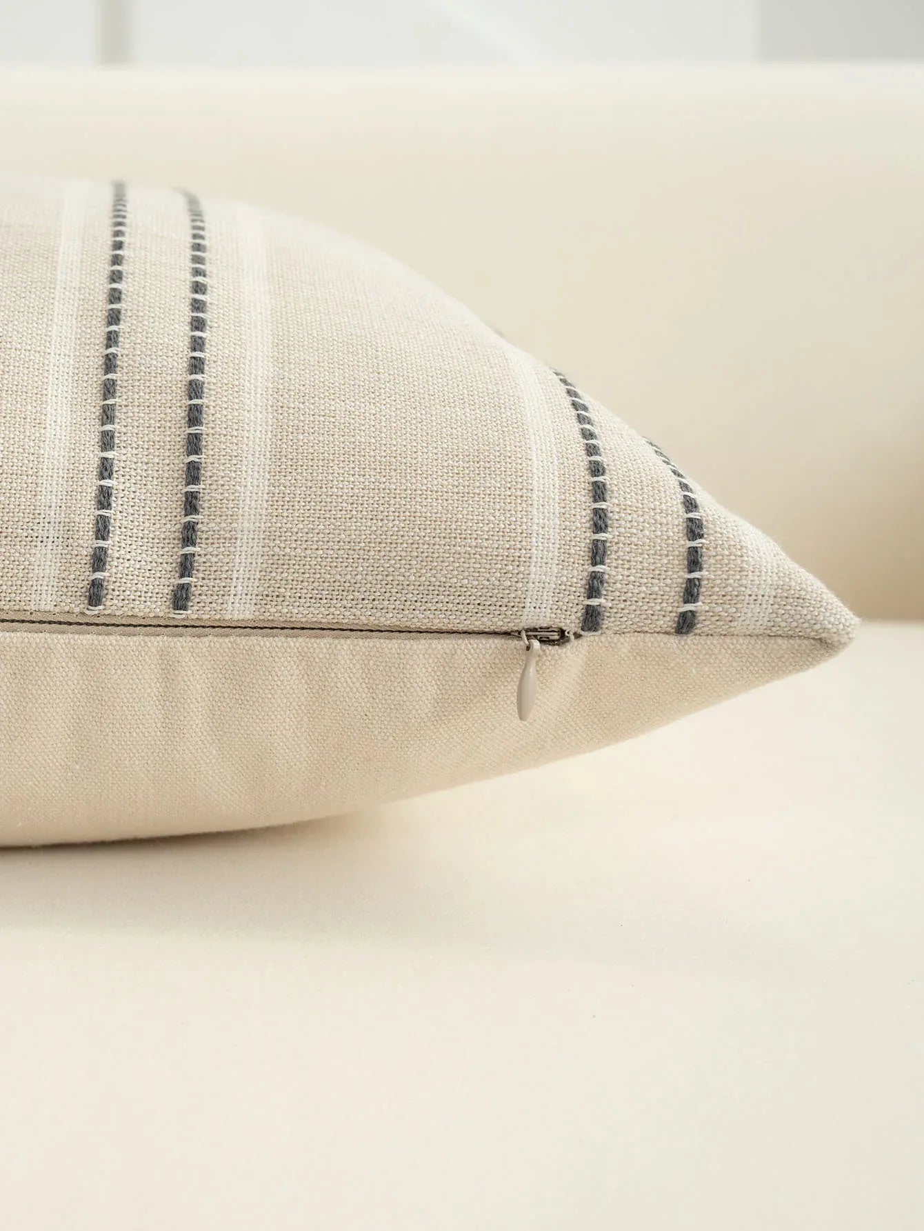 Textured Vertical Striped Pillowcases - Scandinavian Home Decor Accents (Grey Stripes Pair - 45x45cm) - Mekamart Australia