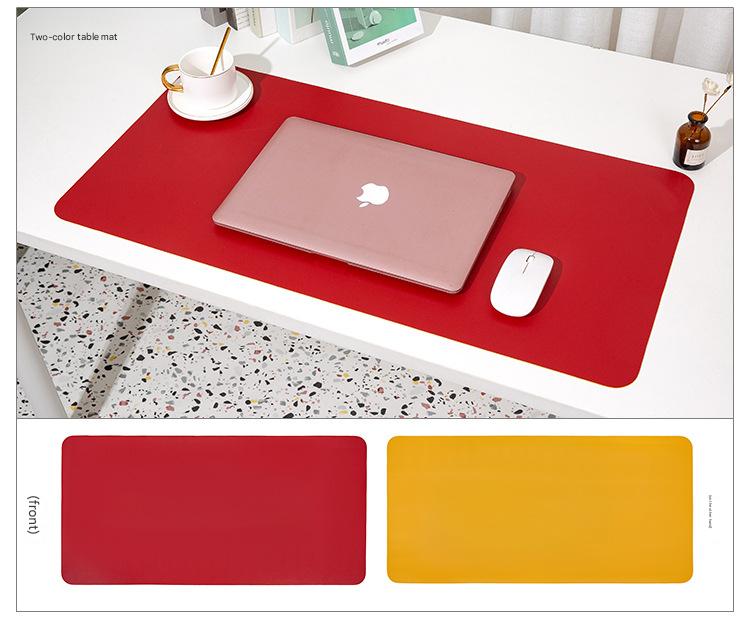 2 PCS Wine red/yellow Extra-Large Leather Table Mat for Study & Work - Pad for Students & Office Use (60x30cm)