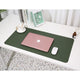 2 PCS Dark green/gray Extra-Large Leather Table Mat for Study & Work - Pad for Students & Office Use (60x30cm)