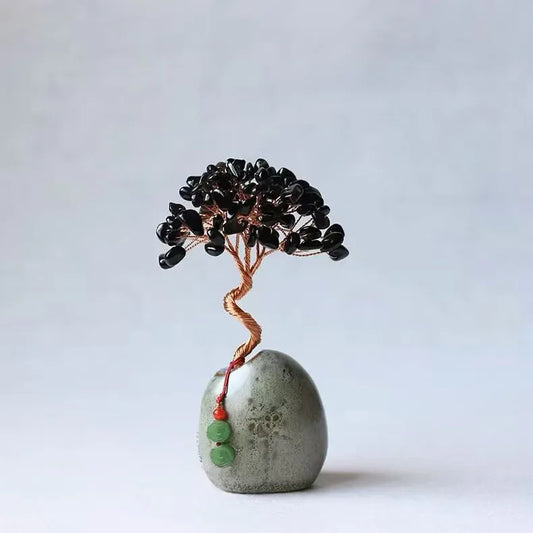Black Vintage Crystal Money Tree Figurine for Home Decoration - Mekamart Australia