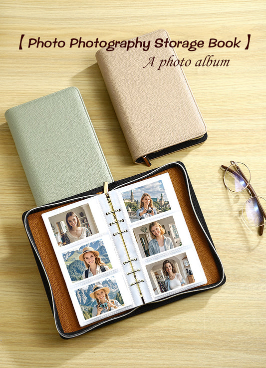 Gray PU Leather Zippered Photo Album - Holds 240 3 Prints"