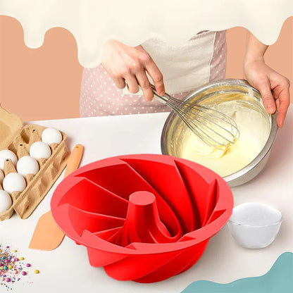Pink Non-Stick Silicone Cyclone Cake Pan Set (10 Molds) - Perfect for Desserts - Mekamart Australia