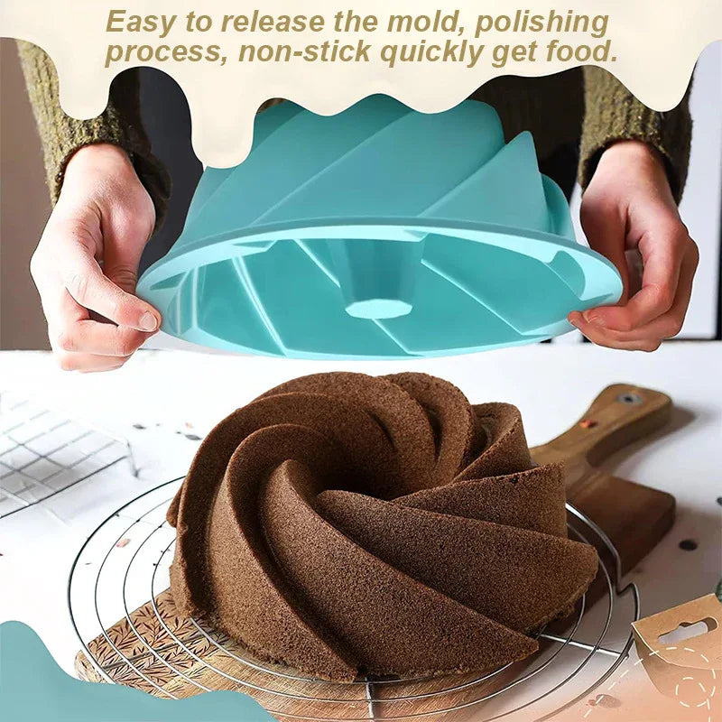 Pink Non-Stick Silicone Cyclone Cake Pan Set (10 Molds) - Perfect for Desserts - Mekamart Australia