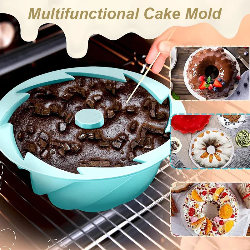 Pink Non-Stick Silicone Cyclone Cake Pan Set (10 Molds) - Perfect for Desserts - Mekamart Australia