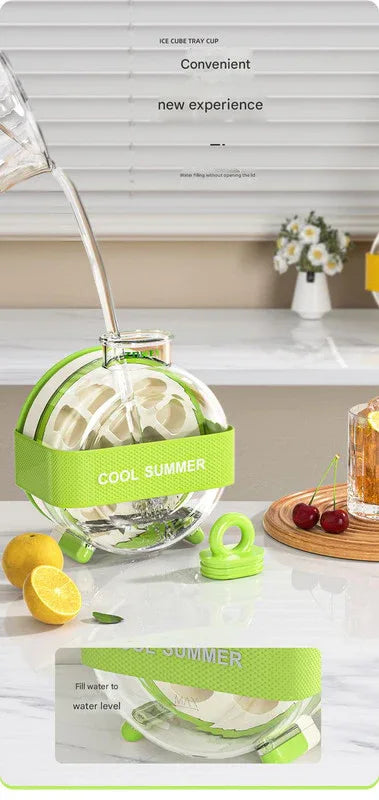 Yellow Portable Press-Release Ice Cube Maker Bottle - Makes 12 Cubes, Doubles as Bottle - Mekamart Australia
