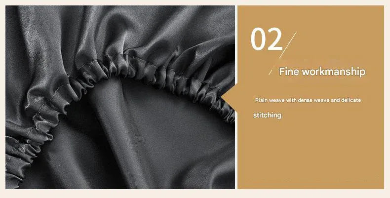 Champagne Silky Satin Pillowcase Pair - Smooth for Hair & Skin, Elastic Fitted (46x90+16cm) - Mekamart Australia
