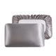 Gray Silky Satin Pillowcase Pair - Smooth for Hair & Skin, Elastic Fitted (46x90+16cm) - Mekamart Australia