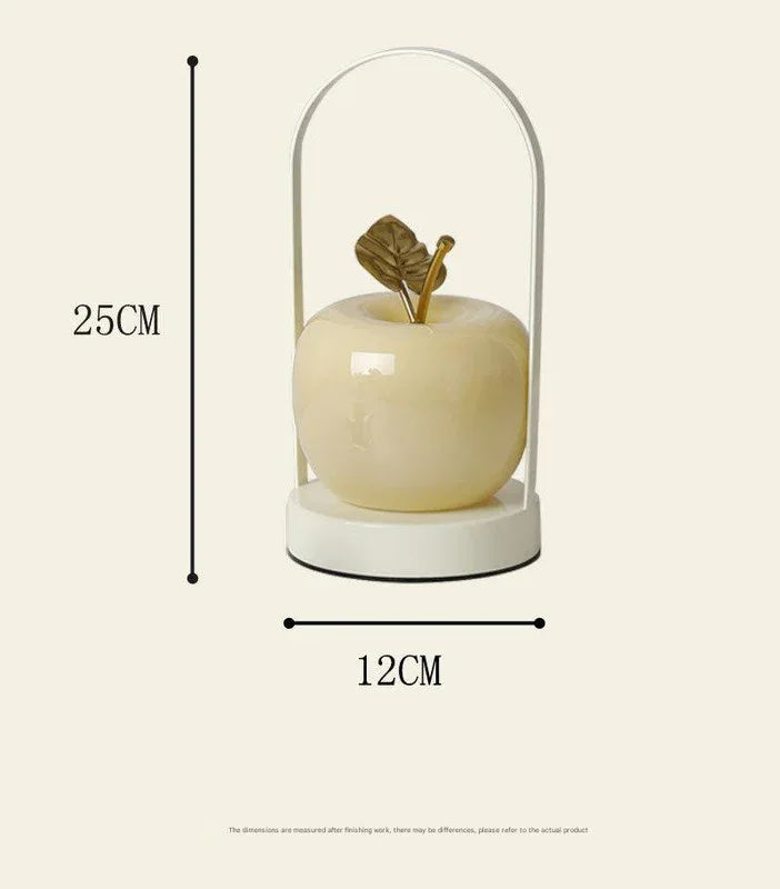 Orange Decorative Apple Table Lamp - USB-C, 3 Light Modes, Metal Handle - Mekamart Australia