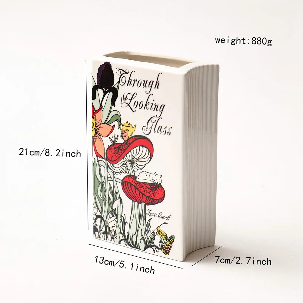 Literary Book Vase - Creative Ceramic Planter & Desk Organizer(Type A - 21x13x7cm) - Mekamart Australia