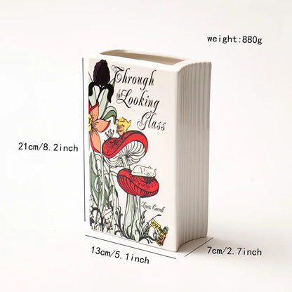 Literary Book Vase - Creative Ceramic Planter & Desk Organizer(Type A - 21x13x7cm) - Mekamart Australia