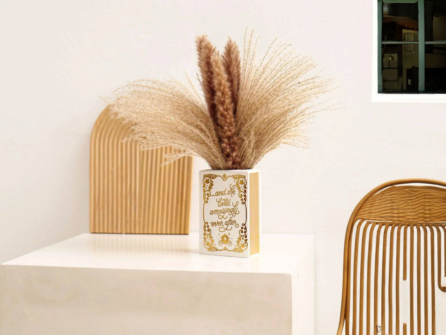 Literary Book Vase - Creative Ceramic Planter & Desk Organizer(Golden Book) - Mekamart Australia