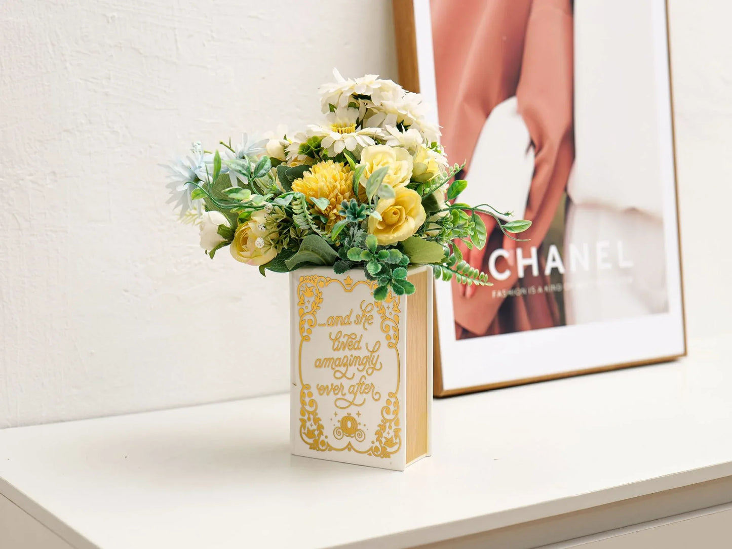 Literary Book Vase - Creative Ceramic Planter & Desk Organizer(Golden Book) - Mekamart Australia