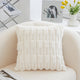 A pair of White Plush Faux Rabbit Fur Throw Pillow Cover - Textured Wheat Ear Design (45x45cm) - Mekamart Australia