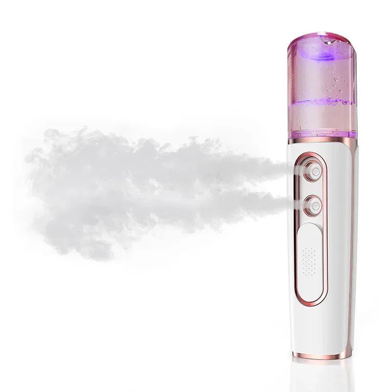 White Dual Nozzle Nano Facial Mister - USB Rechargeable Hydrating Spray - Mekamart Australia