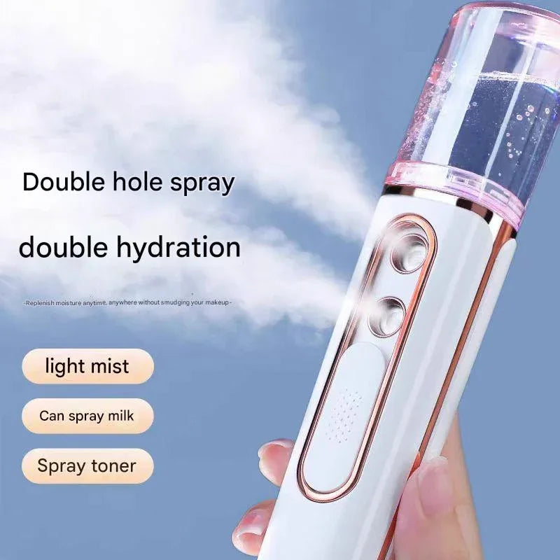 Yellow Dual Nozzle Nano Facial Mister - USB Rechargeable Hydrating Spray - Mekamart Australia