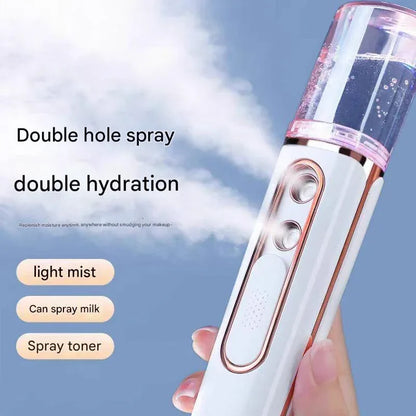 Yellow Dual Nozzle Nano Facial Mister - USB Rechargeable Hydrating Spray - Mekamart Australia
