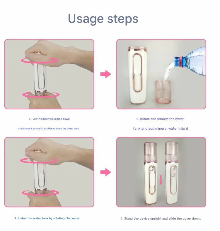 Yellow Dual Nozzle Nano Facial Mister - USB Rechargeable Hydrating Spray - Mekamart Australia