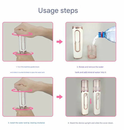 Purple Dual Nozzle Nano Facial Mister - USB Rechargeable Hydrating Spray - Mekamart Australia