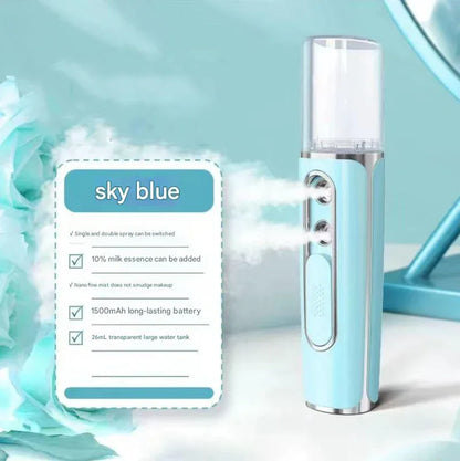Blue Dual Nozzle Nano Facial Mister - USB Rechargeable Hydrating Spray - Mekamart Australia