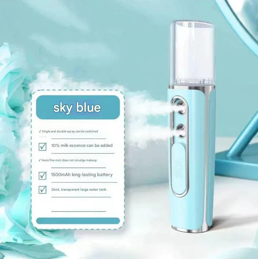Blue Dual Nozzle Nano Facial Mister - USB Rechargeable Hydrating Spray - Mekamart Australia
