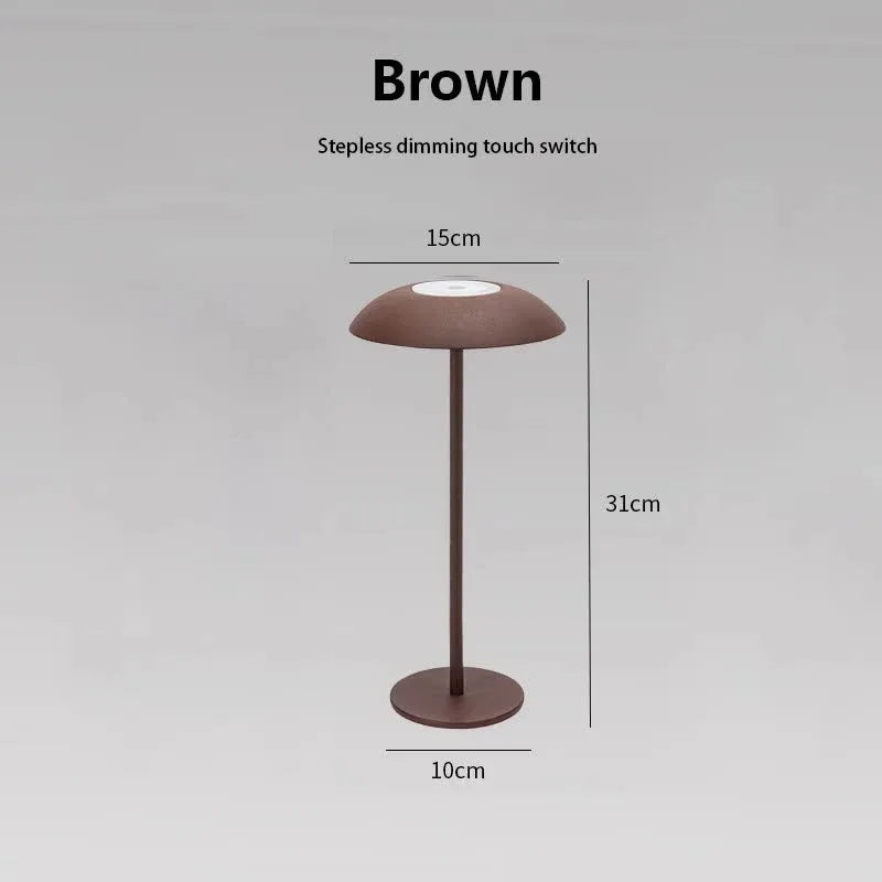 Brown Minimalist Rechargeable LED Touch Table Lamp - 3-Color Stepless Dimming Metal Desk Light - Mekamart Australia