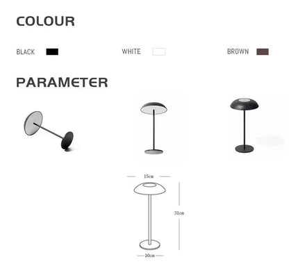 Brown Minimalist Rechargeable LED Touch Table Lamp - 3-Color Stepless Dimming Metal Desk Light - Mekamart Australia