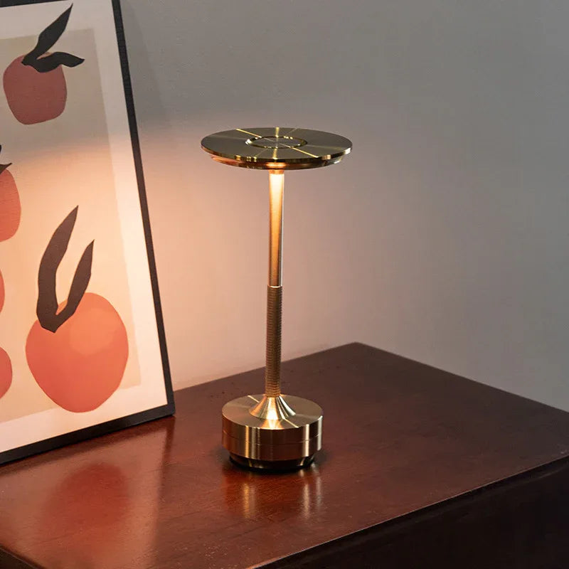 Gold Elegant Aluminum Alloy Rechargeable LED Touch Lamp - 3-Color Dimmable Cordless Table Light - Mekamart Australia