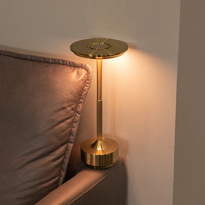 Gold Elegant Aluminum Alloy Rechargeable LED Touch Lamp - 3-Color Dimmable Cordless Table Light - Mekamart Australia
