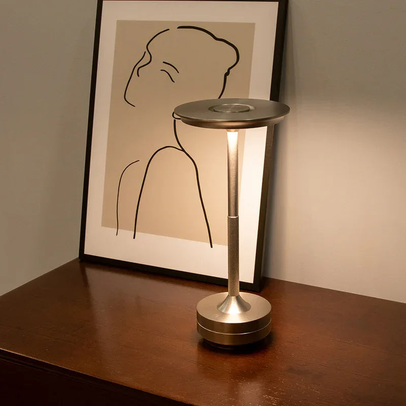 Gold Elegant Aluminum Alloy Rechargeable LED Touch Lamp - 3-Color Dimmable Cordless Table Light - Mekamart Australia