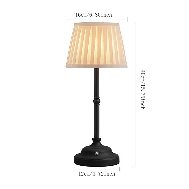 Black and White Elegant Rechargeable Fabric Shade LED Lamp - Cordless Touch Stepless Dimmable Table Light - Mekamart Australia