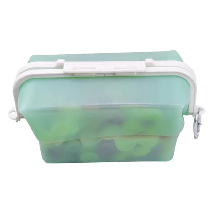 2 Pcs Green Collapsible Silicone Food Storage Container - Microwave & Freezer Safe Lunch Box - Mekamart Australia